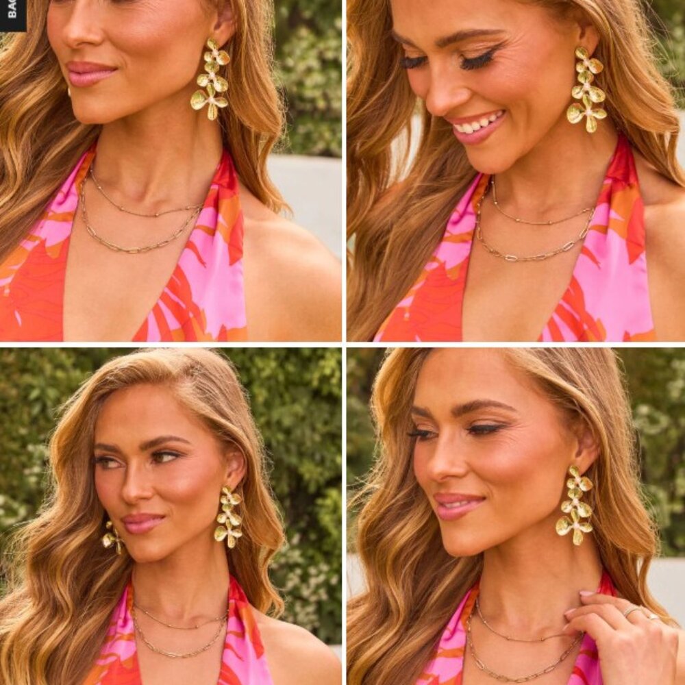 Gold Daisey Floral Drop Earrings with pearl